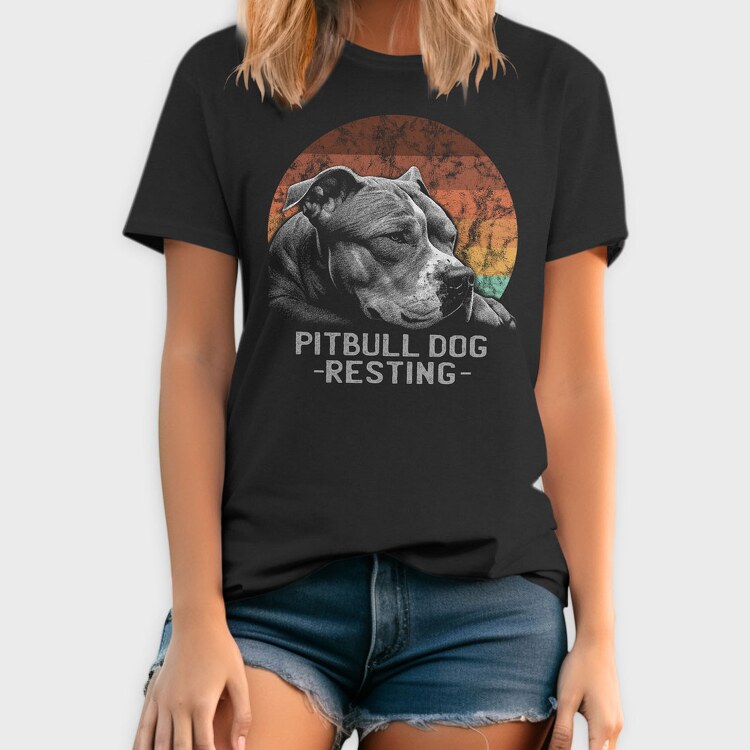 Pitbull Dog Resting, Tricou Barbati (Unisex)