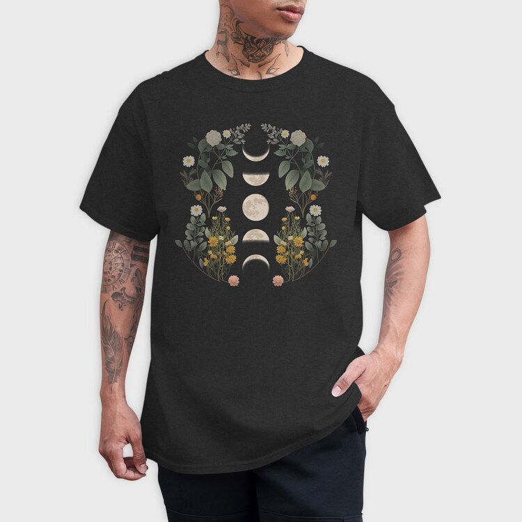 Moon Phases Dark Flowers, Tricou Barbati (Unisex)