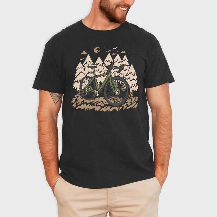 Mountain Bike Forest, Tricou Barbati (Unisex)