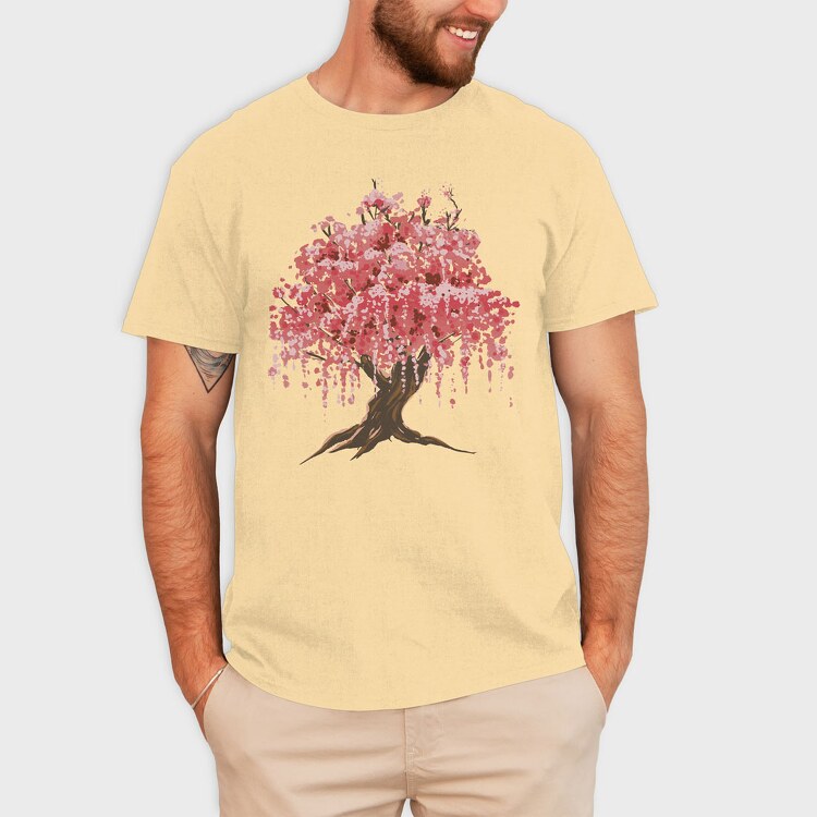 Sakura Tree Watercolor, Tricou Barbati (Unisex)