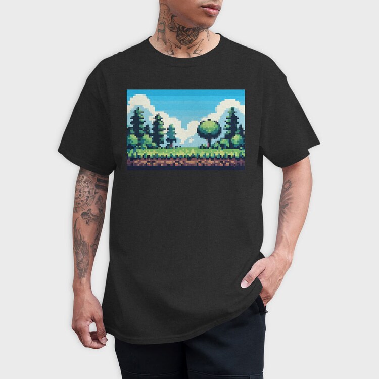 Pixel Art Landscape, Tricou Barbati (Unisex)