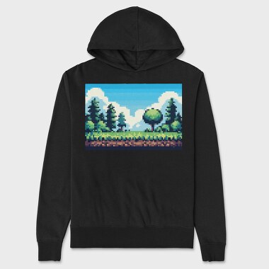 Pixel Art Landscape, Hanorac Oversize Barbati (Unisex)