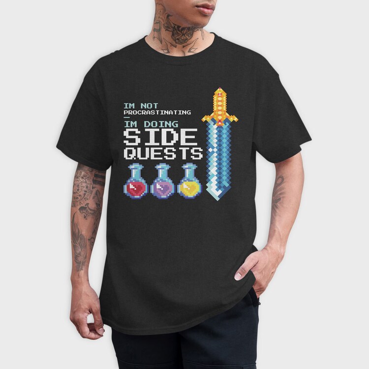 Pixel Side Quests, Tricou Barbati (Unisex)