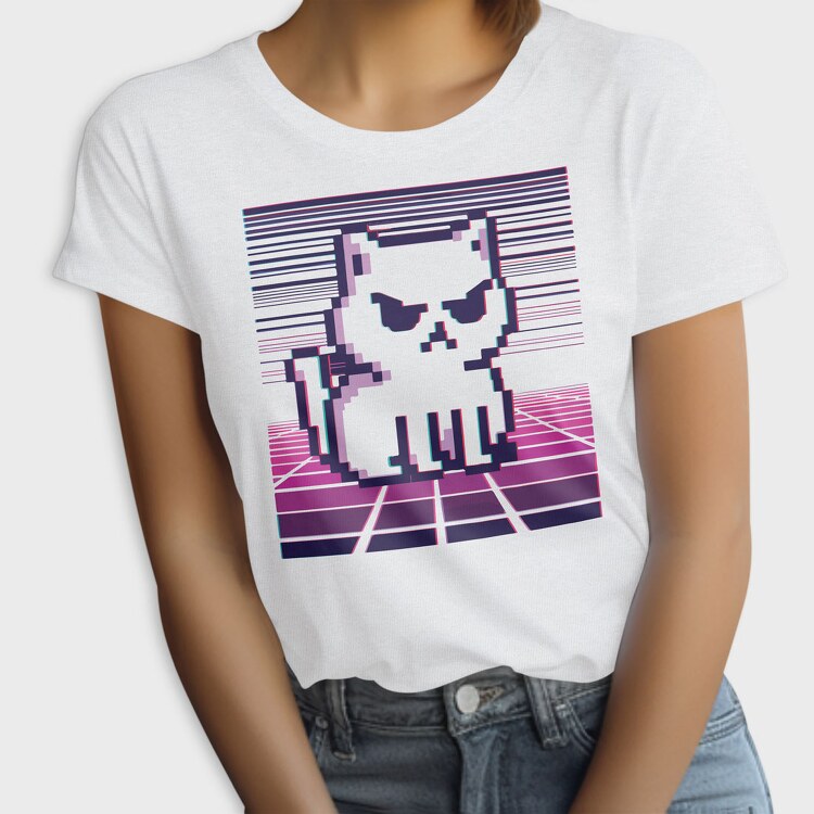 Pixel White Cat, Tricou Femei