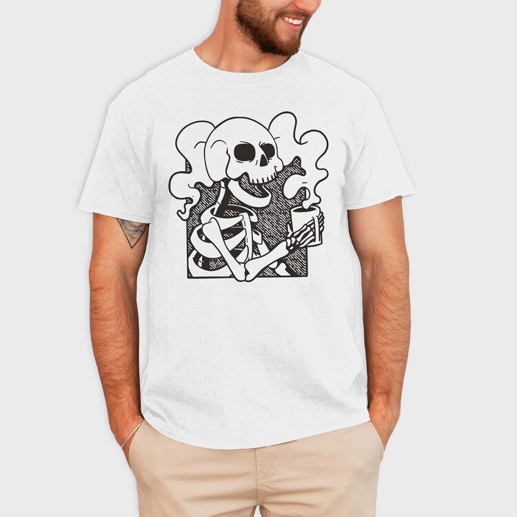 Skeleton Coffee, Tricou Barbati (Unisex)