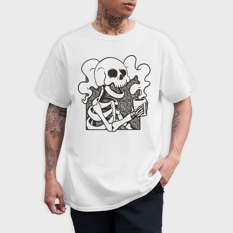 Skeleton Coffee, Tricou Barbati (Unisex)