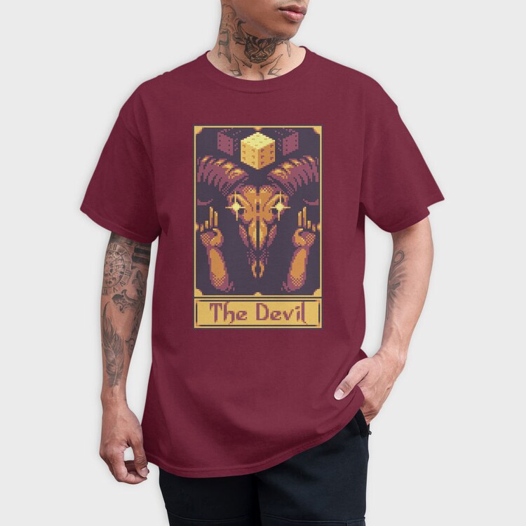 Pixelart Tarot Card the Devil, Tricou Barbati (Unisex)