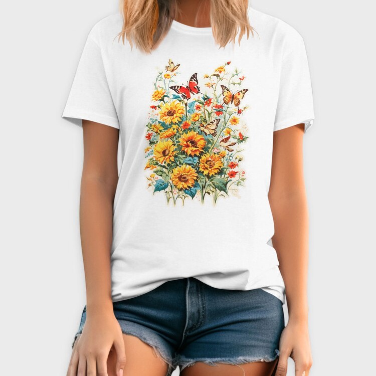 Butterfly and Flowers, Tricou Barbati (Unisex)