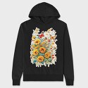 Butterfly and Flowers, Hanorac Oversize Barbati (Unisex)