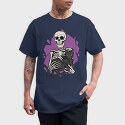 Skeleton Cuddling With a Black Cat, Tricou Barbati (Unisex)