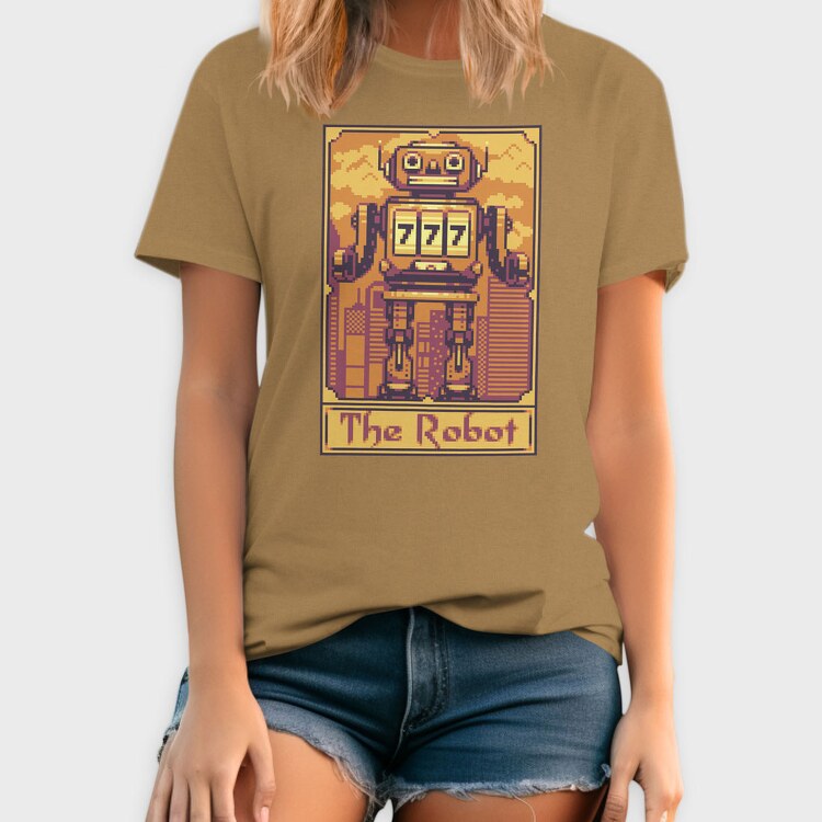 Pixelart Tarot Card the Robot, Tricou Barbati (Unisex)
