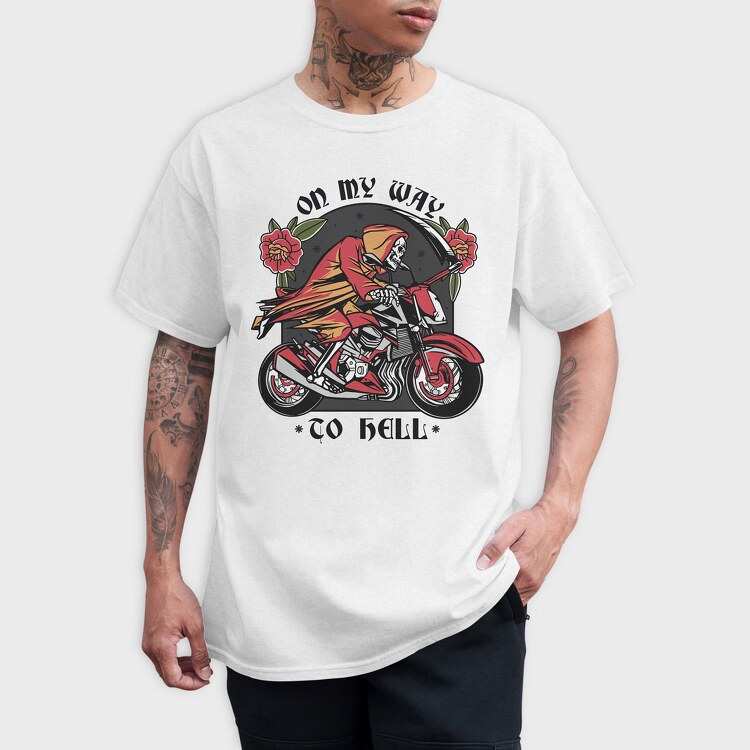On My Way to Hell Death Bike, Tricou Barbati (Unisex)