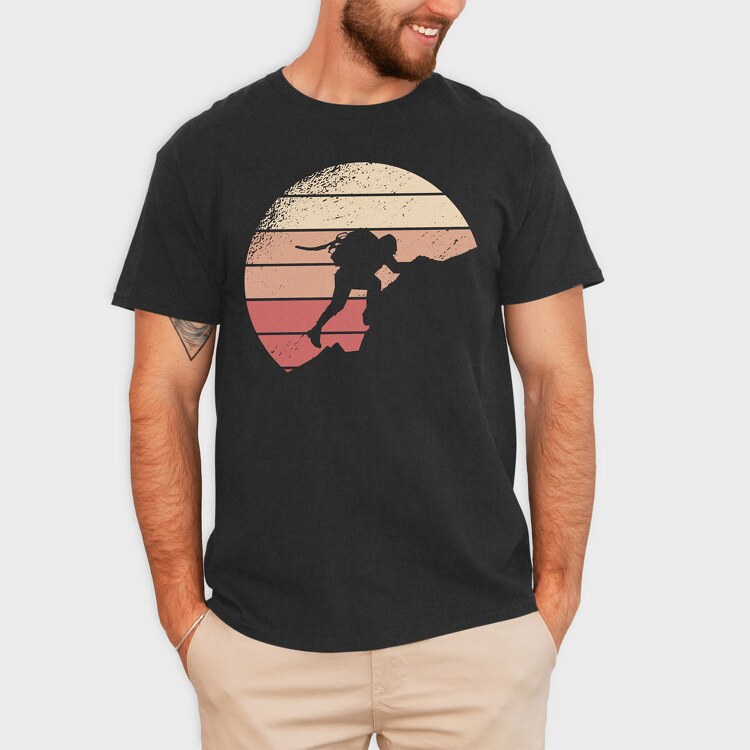 Mountain Climbing Retro Sunset, Tricou Barbati (Unisex)