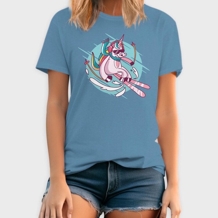Skiing Unicorn, Tricou Barbati (Unisex)