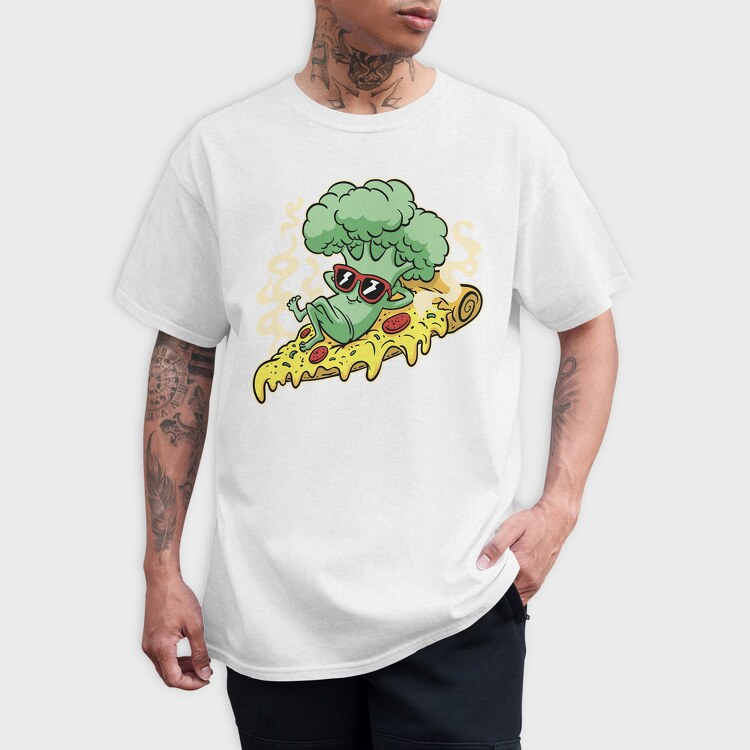 Pizza Brocoli Cartoon, Tricou Barbati (Unisex)