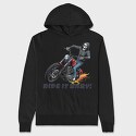 Skeleton Flames Moto, Hanorac Oversize Barbati (Unisex)