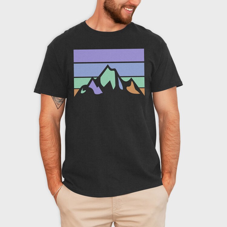 Mountain Retro Sunset, Tricou Barbati (Unisex)