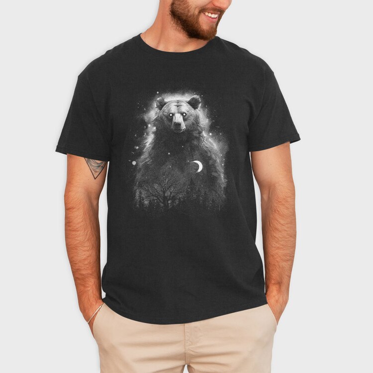 Mystic Bear Monochrome, Tricou Barbati (Unisex)