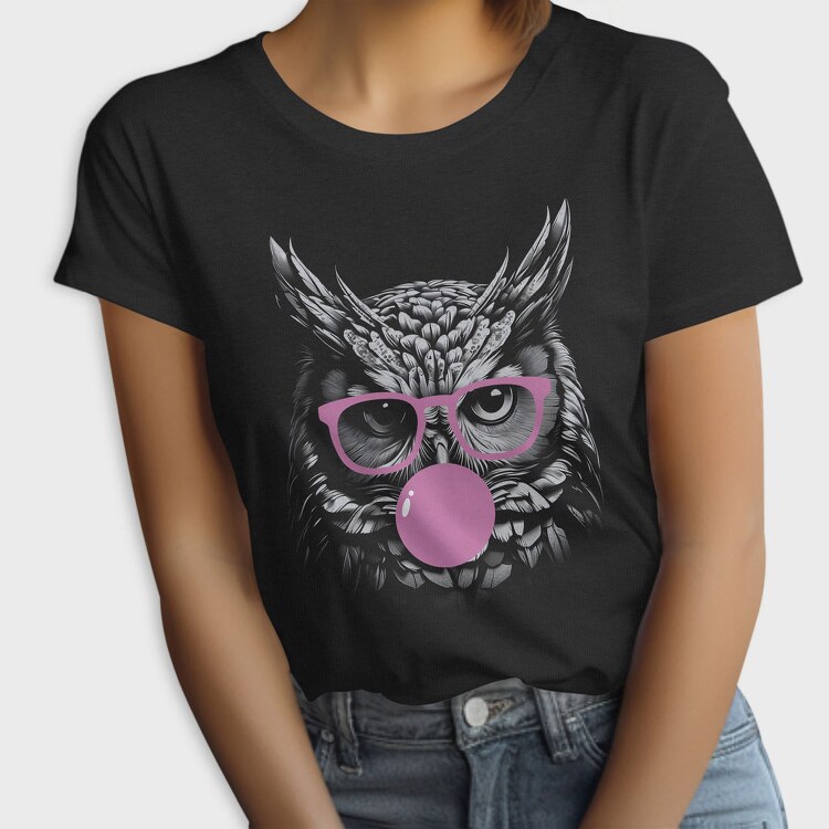 Owl Monochrome Bubblegum, Tricou Femei