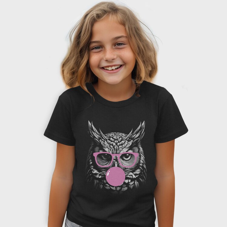 Owl Monochrome Bubblegum, Tricou Copii