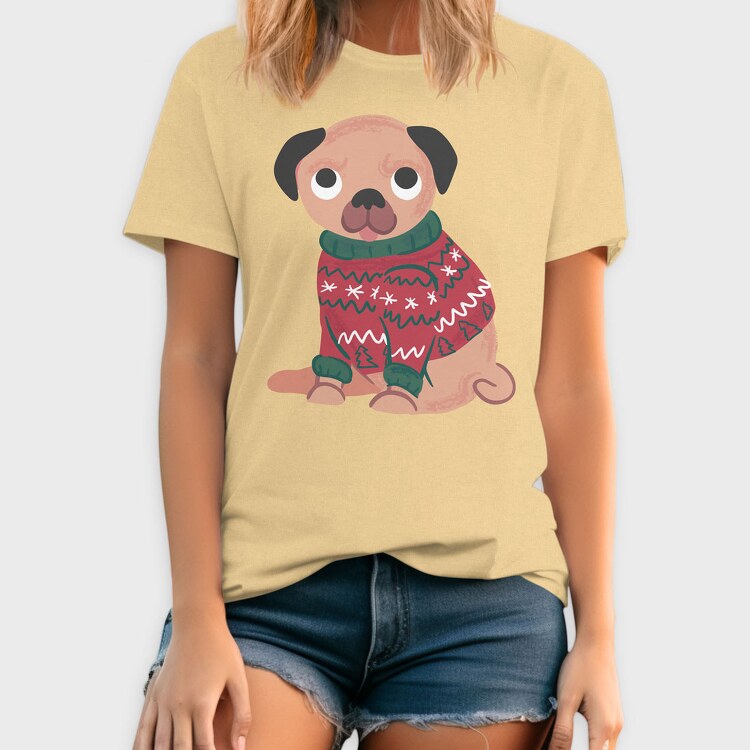 Pug Dog Wearing Uglysweater, Tricou Barbati (Unisex)