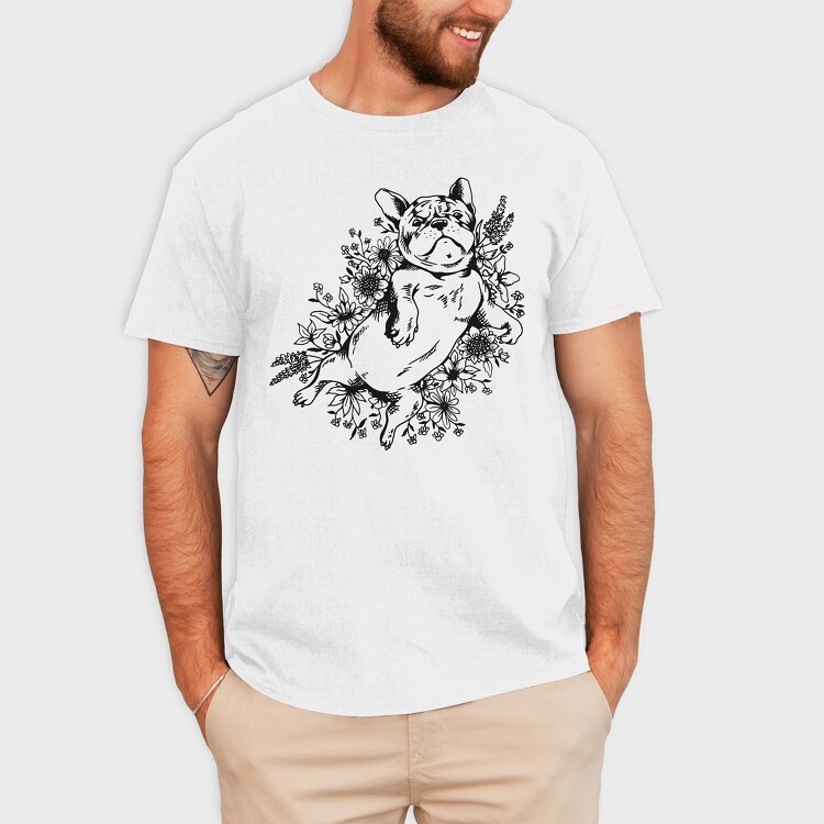 Pug Flowers, Tricou Barbati (Unisex)