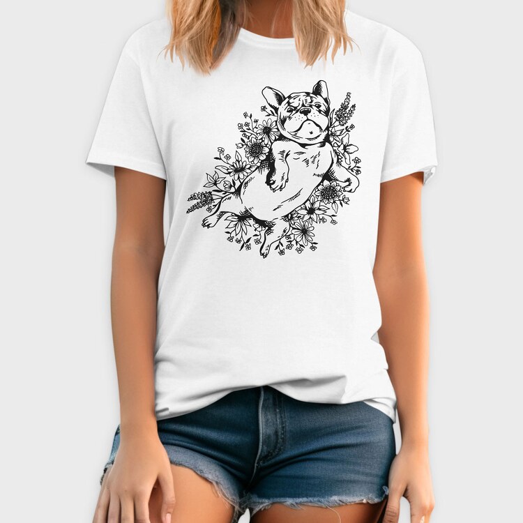 Pug Flowers, Tricou Barbati (Unisex)