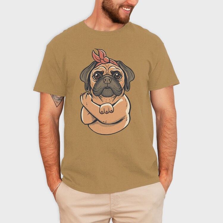Pug Strong Woman, Tricou Barbati (Unisex)