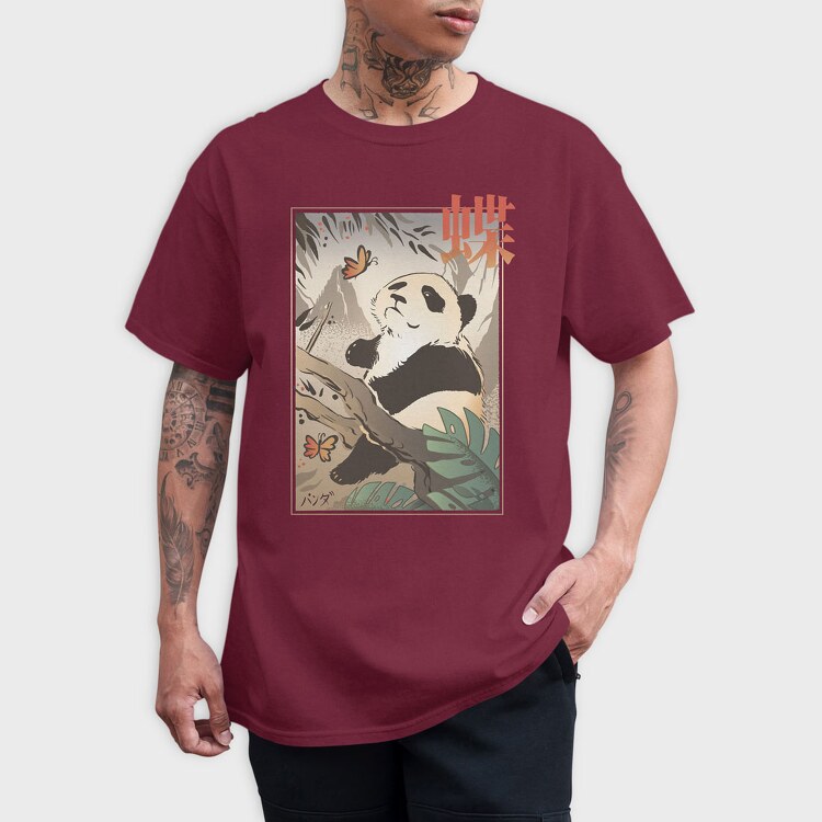 Panda Butterfly Japanese, Tricou Barbati (Unisex)