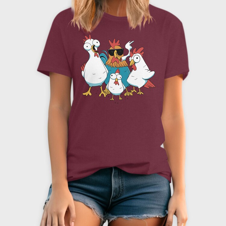 Rooster Cartoon Chickens, Tricou Barbati (Unisex)
