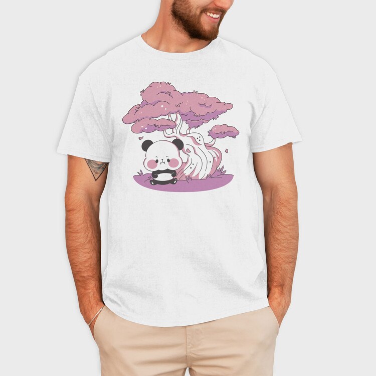 Panda Sakura Kawaii, Tricou Barbati (Unisex)
