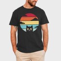 Retro Sunset Cat Funny, Tricou Barbati (Unisex)