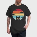 Retro Sunset Cat Funny, Tricou Barbati (Unisex)