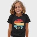 Retro Sunset Cat Funny, Tricou Copii