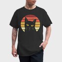 Retro Sunset Cat, Tricou Barbati (Unisex)