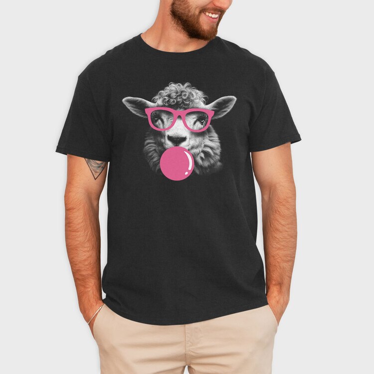 Sheep Monochrome Bubblegum, Tricou Barbati (Unisex)