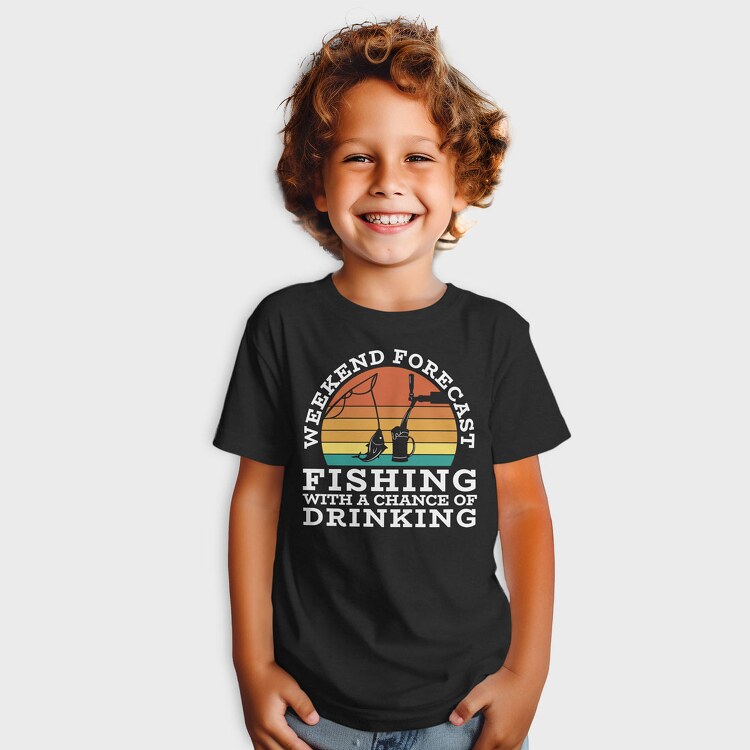 Retro Sunset Drink and Fishing, Tricou Copii