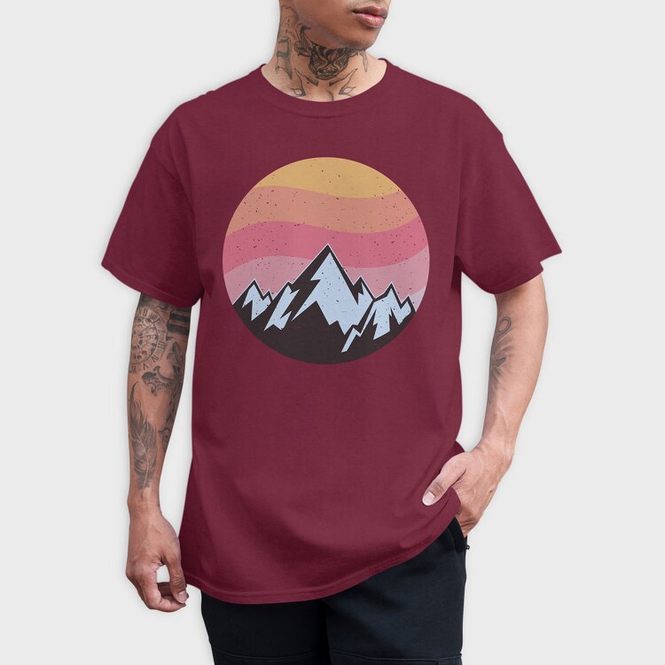 Retro Sunset Mountain, Tricou Barbati (Unisex)