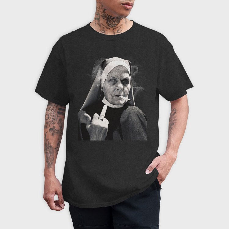 Nun Middle Finger, Tricou Barbati (Unisex)