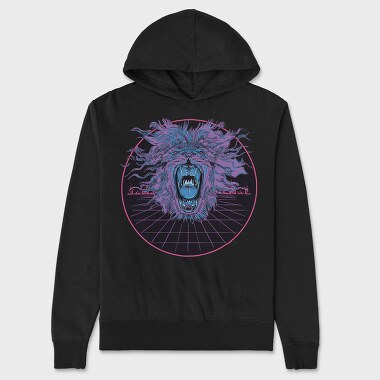 Lion Vaporwave, Hanorac Oversize Barbati (Unisex)
