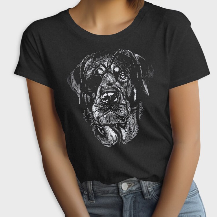 Rottweiler Eyepatch Portrait, Tricou Femei