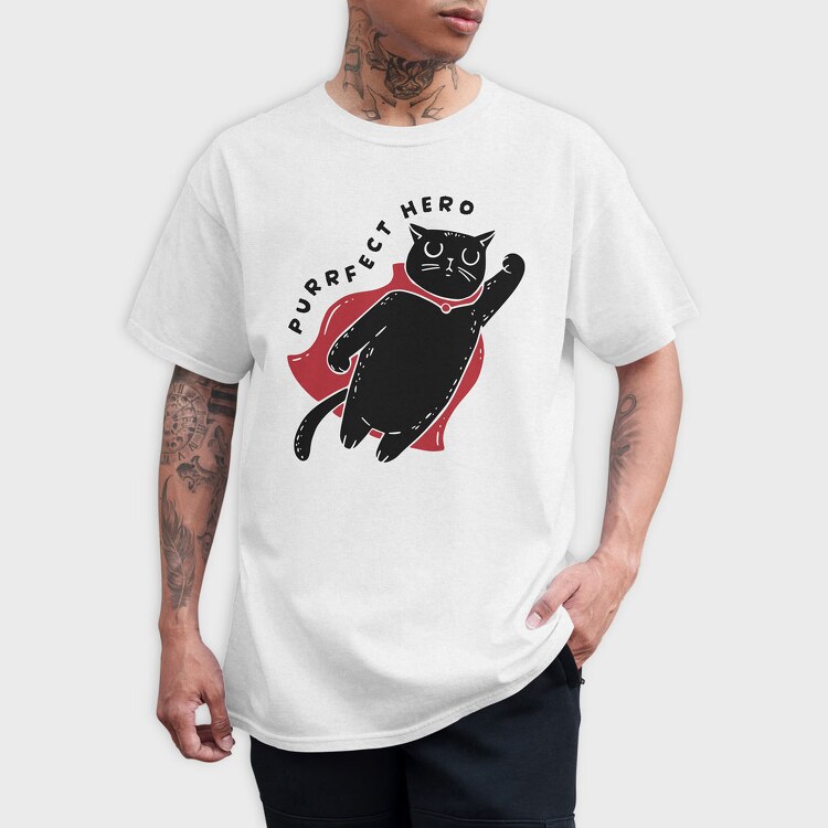 Purrfect Hero, Tricou Barbati (Unisex)