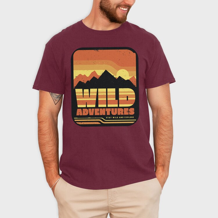 Retro Sunset Wild Adventures, Tricou Barbati (Unisex)