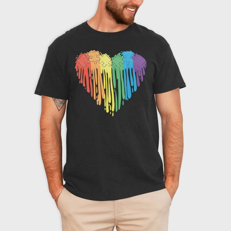 Puzzle Rainbow Paint, Tricou Barbati (Unisex)