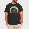 Peeking Cat Retro Sunset, Tricou Barbati (Unisex)