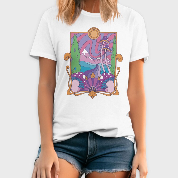 Retro Trippy Landscape, Tricou Barbati (Unisex)