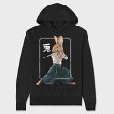 Rabbit Ninja, Hanorac Oversize Barbati (Unisex)