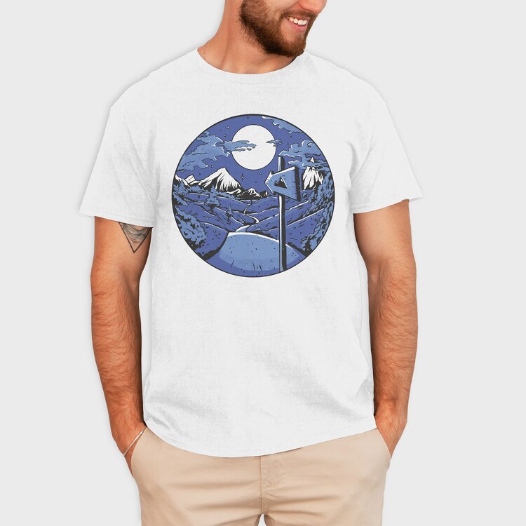 Signpost Mountain Night, Tricou Barbati (Unisex)