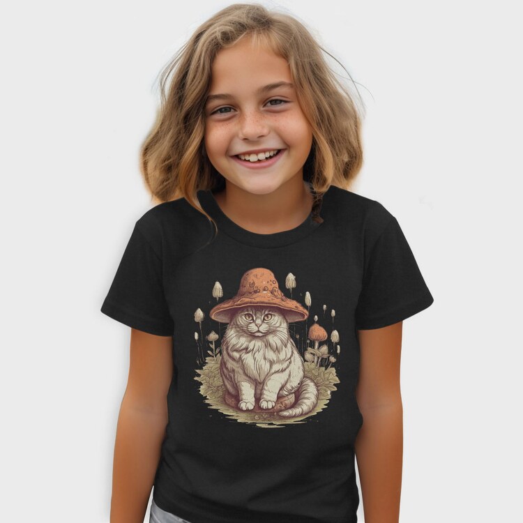 Mushroom Cat Hat, Tricou Copii
