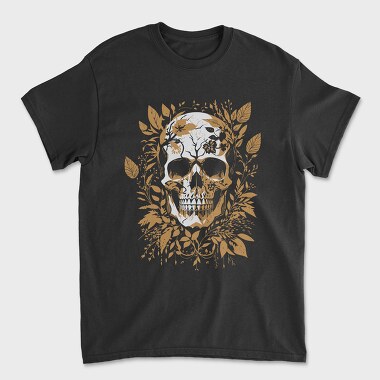 Skull Gold Leaves, Tricou Barbati (Unisex)